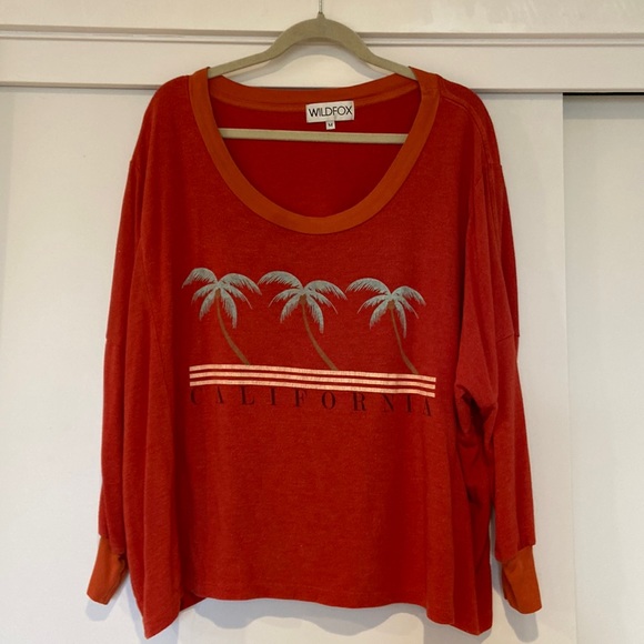 Wildfox Red California Cropped Sweatershirt size Medium - Picture 1 of 3